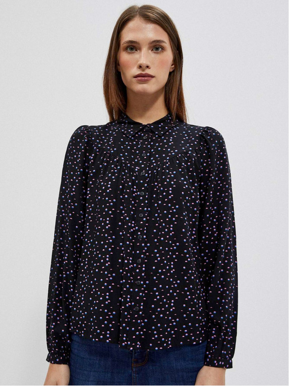 Moodo Черна дамска блуза с шарки Moodo