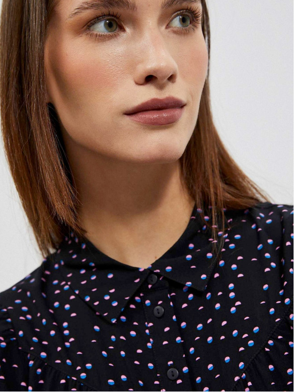 Moodo Черна дамска блуза с шарки Moodo