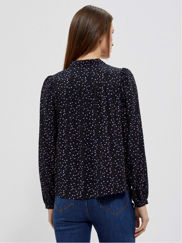 Moodo Черна дамска блуза с шарки Moodo