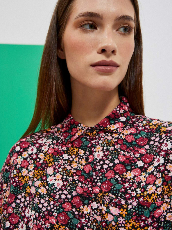 Moodo Розово-черна дамска риза с шарки Moodo