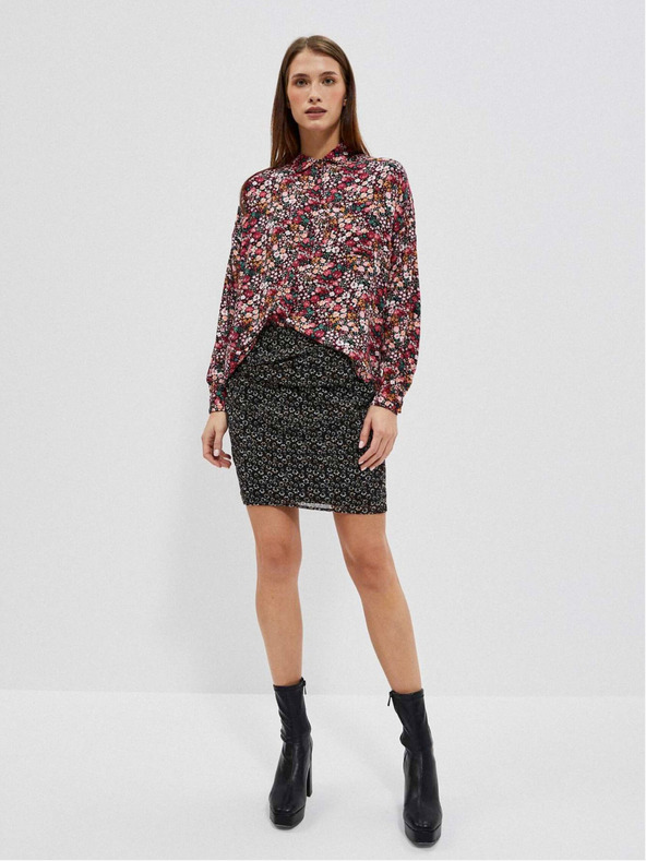 Moodo Розово-черна дамска риза с шарки Moodo