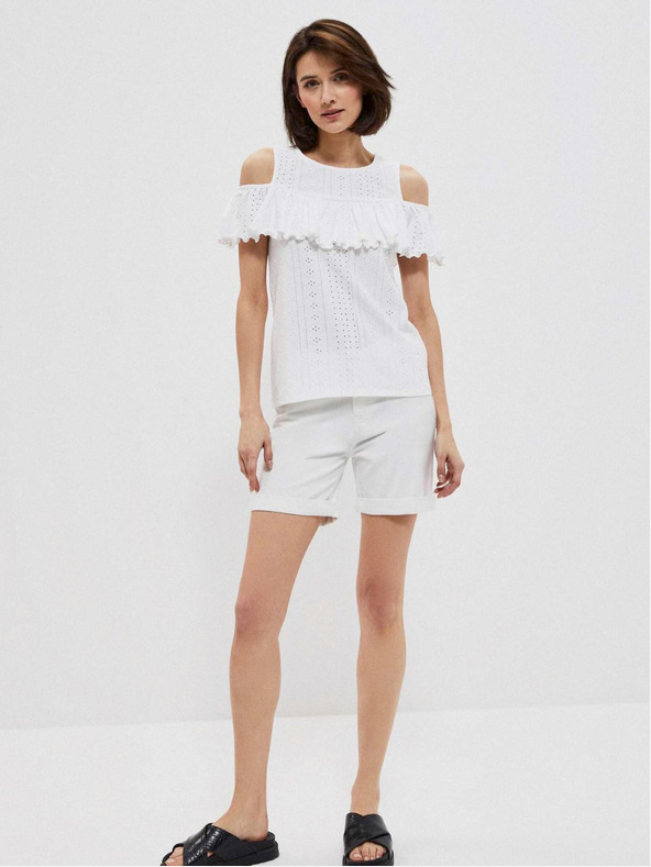 Moodo Бели дамски къси панталони Moodo