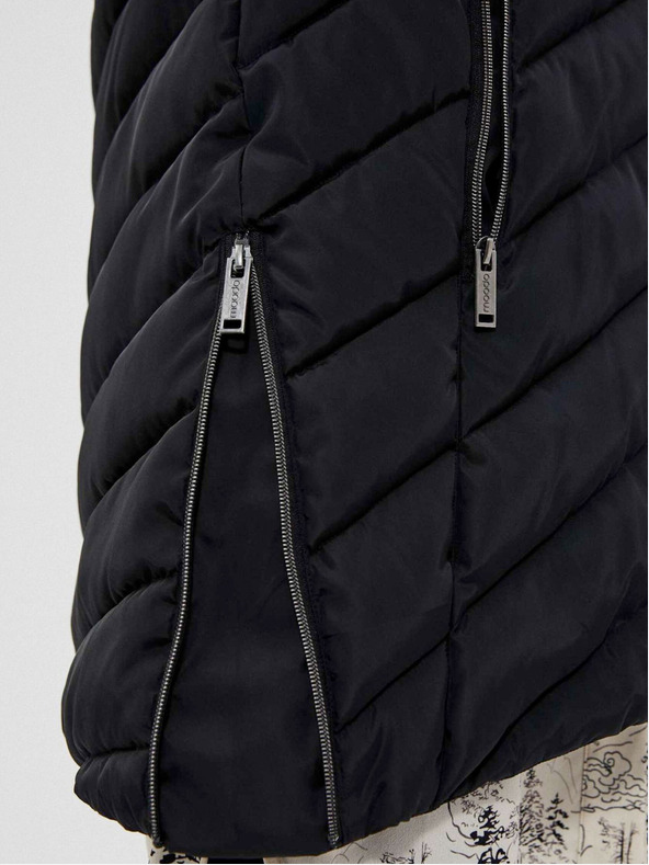 Moodo Черно дамско палто с качулка Moodo