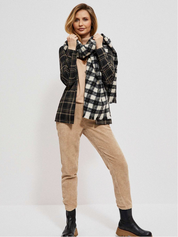 Moodo Бяло-черен кариран шал Moodo