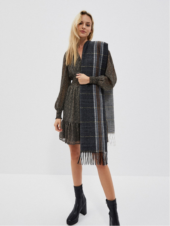 Moodo Черен кариран шал Moodo