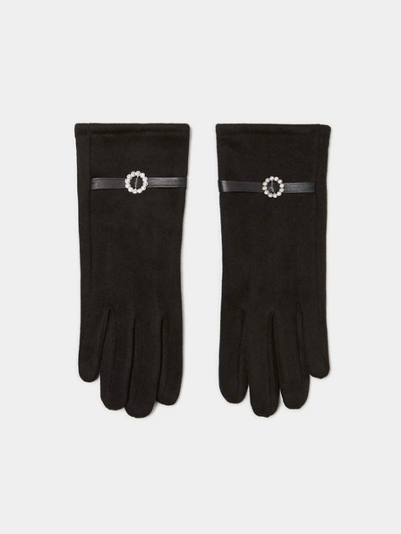 Moodo Черни дамски ръкавици с декоративен колан Moodo