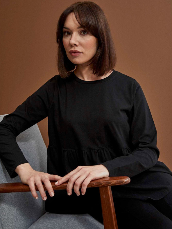 Moodo Черна дамска блуза с къдрици Moodo