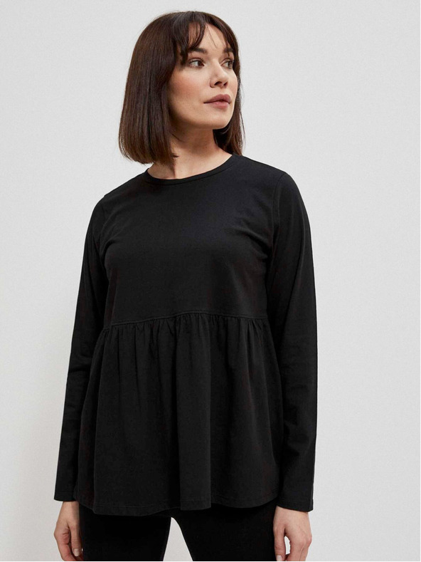 Moodo Черна дамска блуза с къдрици Moodo