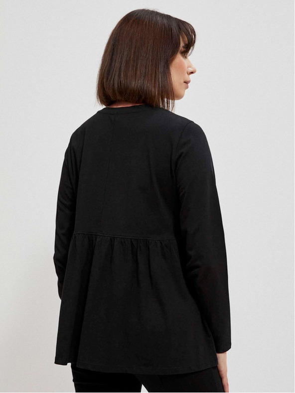 Moodo Черна дамска блуза с къдрици Moodo