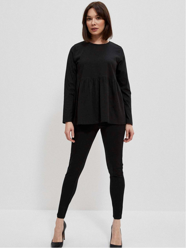 Moodo Черна дамска блуза с къдрици Moodo