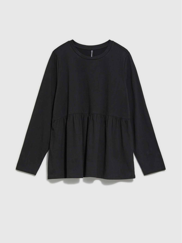 Moodo Черна дамска блуза с къдрици Moodo