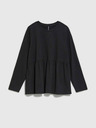 Moodo Черна дамска блуза с къдрици Moodo