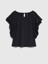 Moodo Черна дамска блуза с волани на раменете Moodo