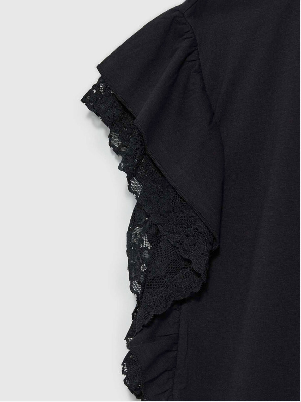 Moodo Черна дамска блуза с волани на раменете Moodo