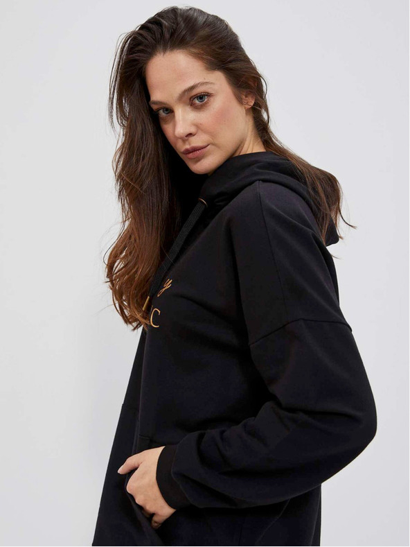 Moodo Черна дамска блуза с качулка Moodo