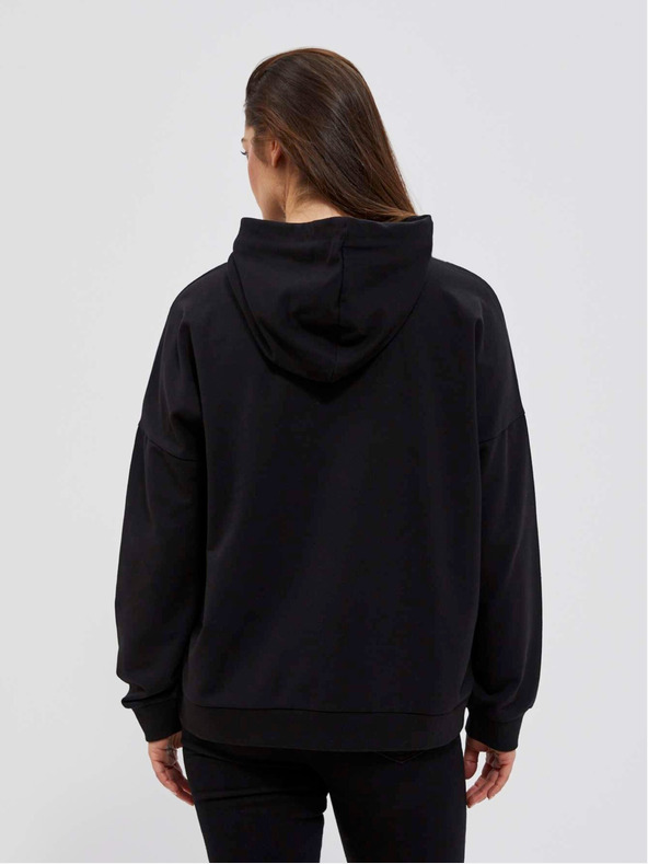 Moodo Черна дамска блуза с качулка Moodo