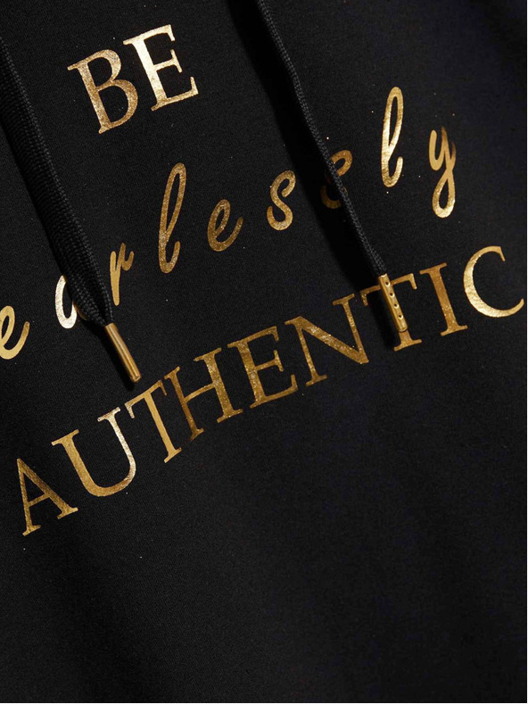 Moodo Черна дамска блуза с качулка Moodo