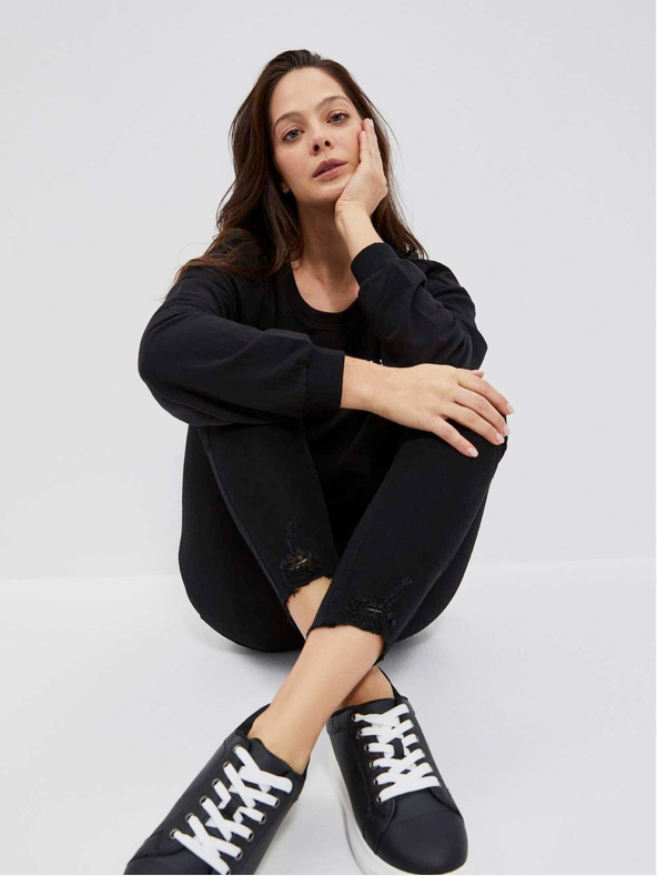 Moodo Черни дамски кожени маратонки Moodo