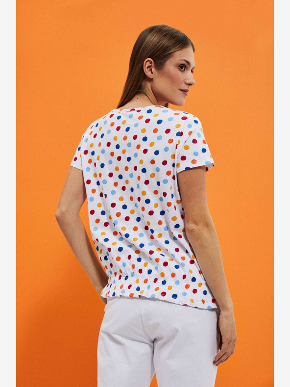 Moodo Бяла дамска тениска с десен Moodo