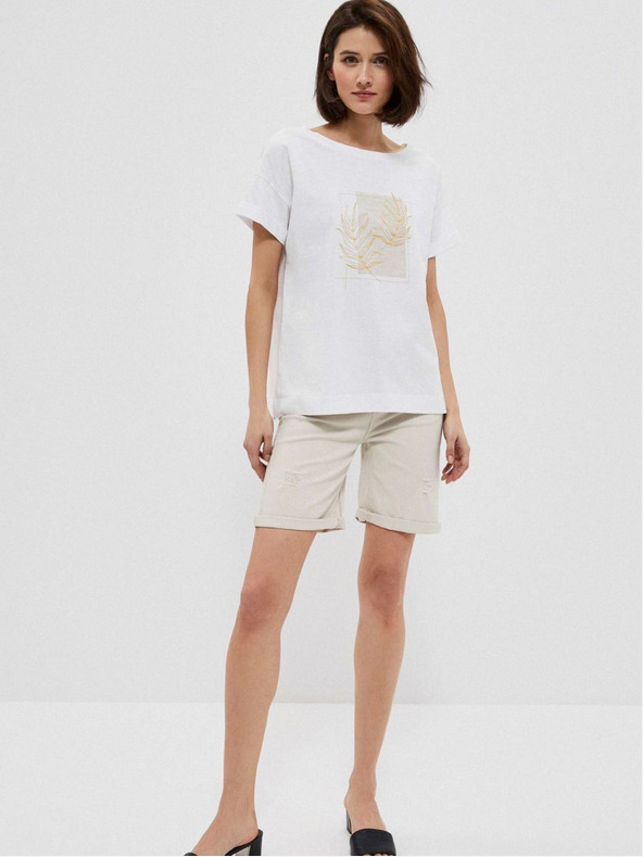 Moodo Бежови дамски къси панталони Moodo