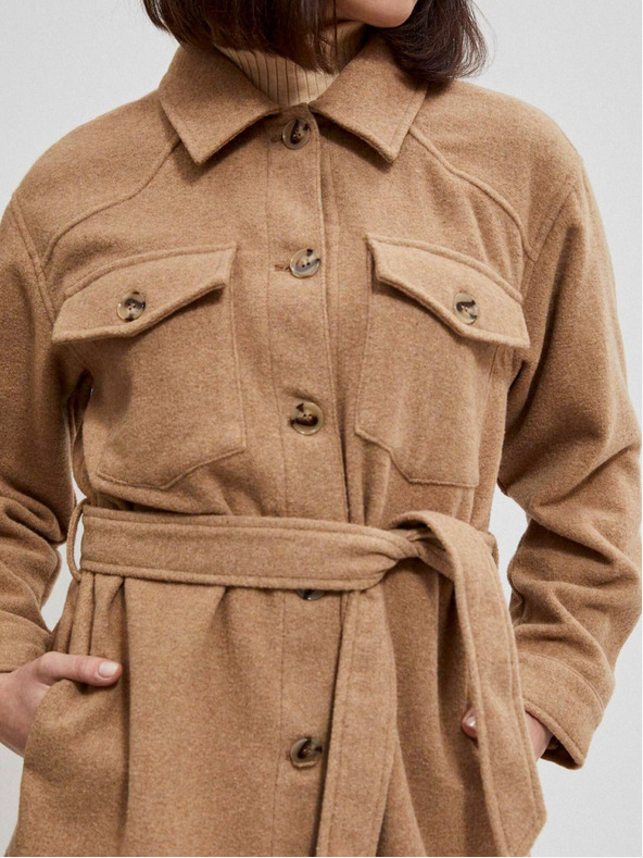 Moodo Бежова дамска риза, сако с колан Moodo