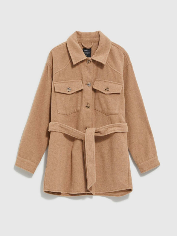 Moodo Бежова дамска риза, сако с колан Moodo