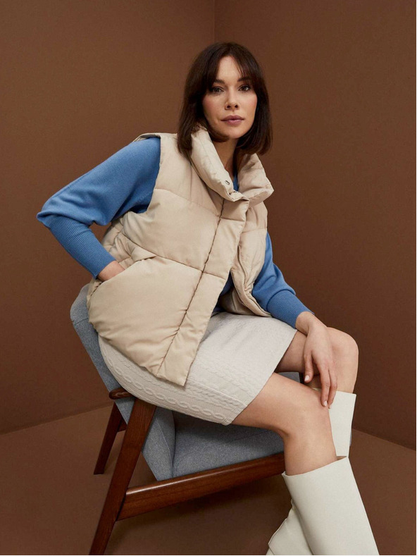 Moodo Бежова ватирана дамска жилетка Moodo