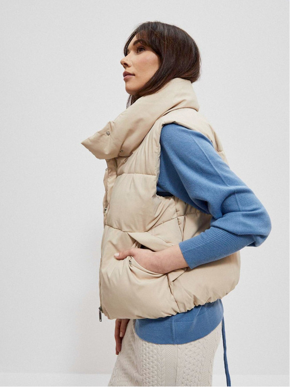 Moodo Бежова ватирана дамска жилетка Moodo