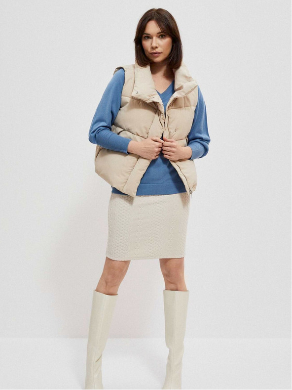 Moodo Бежова ватирана дамска жилетка Moodo