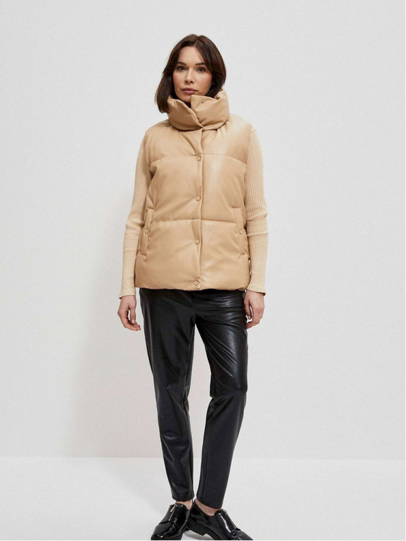 Moodo Бежова ватирана дамска жилетка Moodo