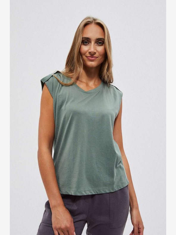 Moodo Зелена дамска риза тип "чино" Moodo