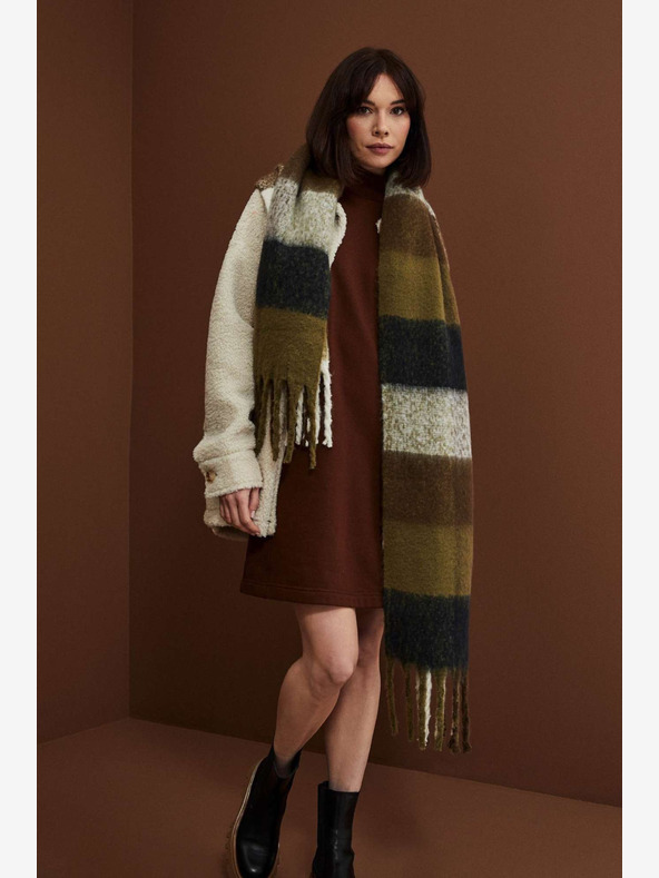 Moodo Кафяв и черен кариран дамски шал Moodo