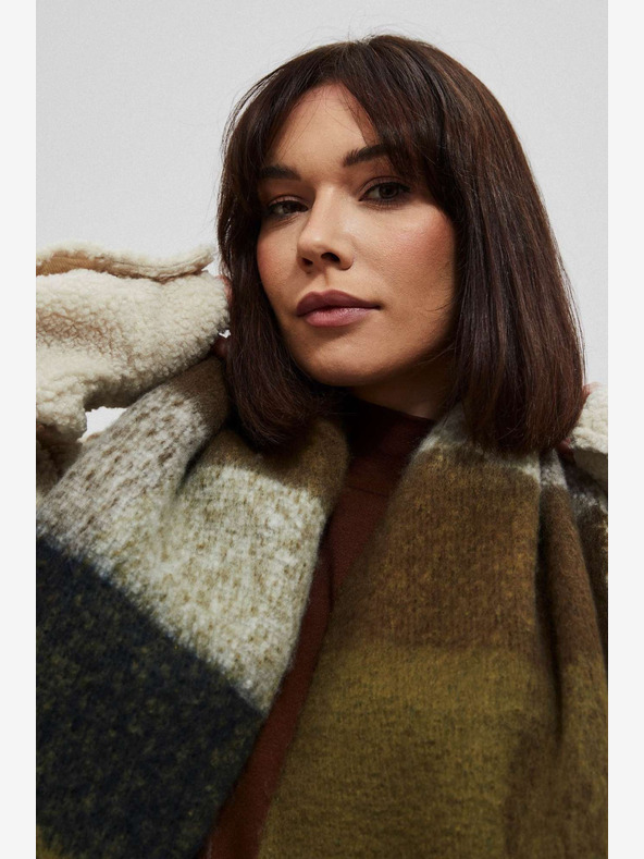 Moodo Кафяв и черен кариран дамски шал Moodo