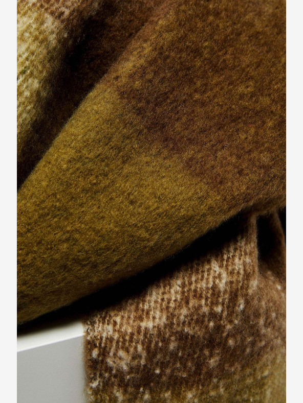 Moodo Кафяв и черен кариран дамски шал Moodo