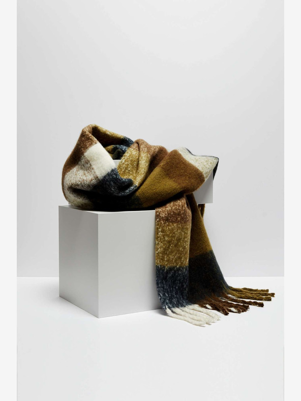 Moodo Кафяв и черен кариран дамски шал Moodo