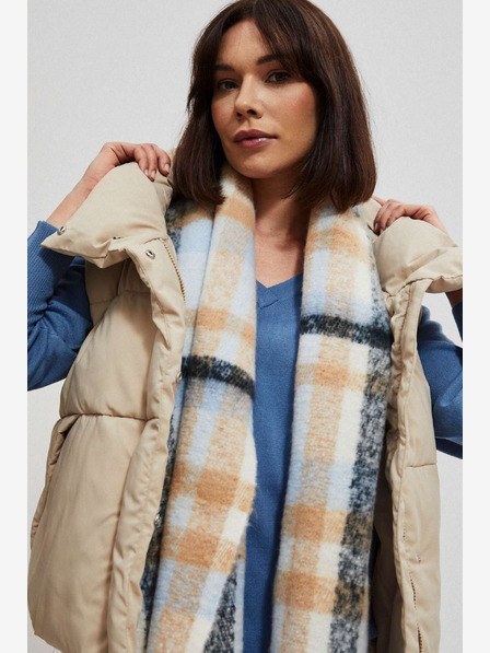 Moodo Оранжево-синя карирана дамска риза Moodo