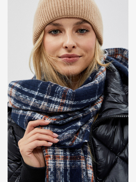 Moodo Син дамски кариран шал Moodo