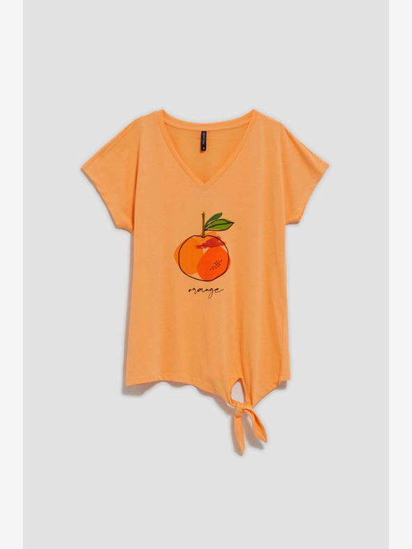 Moodo Оранжева тениска с щампа Moodo