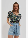 Moodo Тъмносиня блуза с цветя Moodo