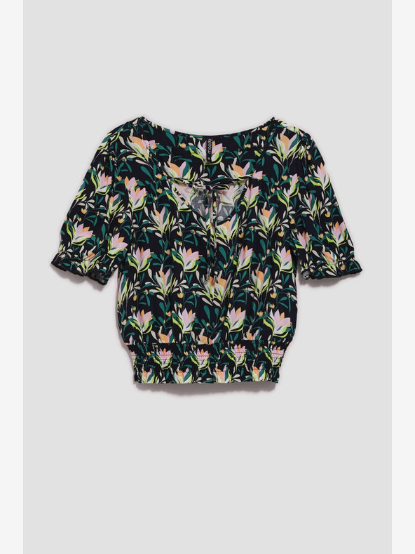 Moodo Тъмносиня блуза с цветя Moodo