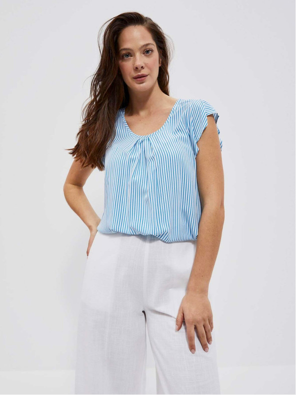 Moodo Блуза на сини и бели райета Moodo