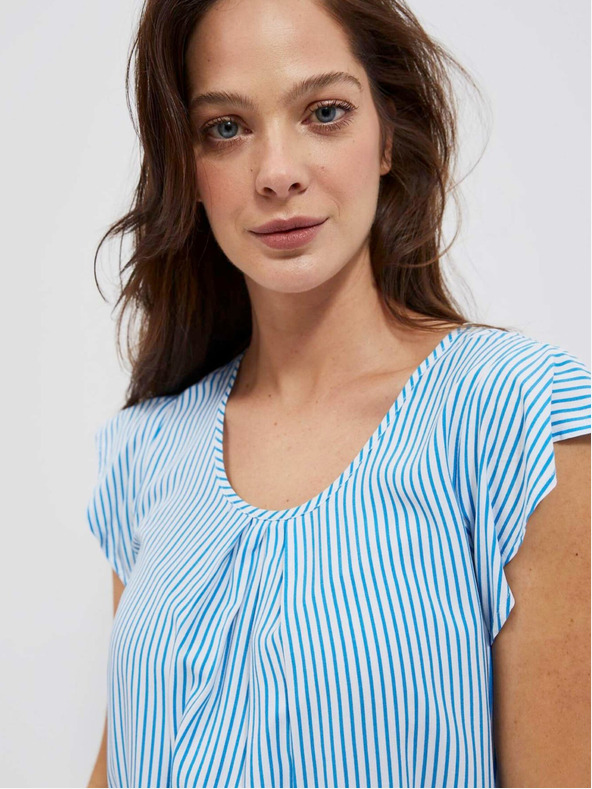 Moodo Блуза на сини и бели райета Moodo