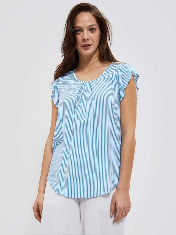 Moodo Блуза на сини и бели райета Moodo