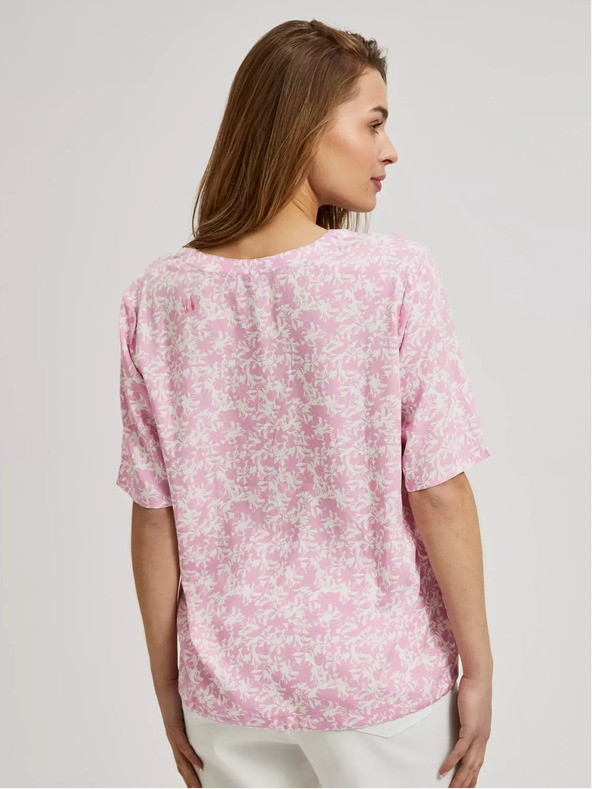 Moodo Светлорозова шарена блуза с вратовръзка Moodo