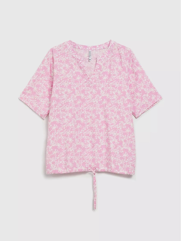 Moodo Светлорозова шарена блуза с вратовръзка Moodo