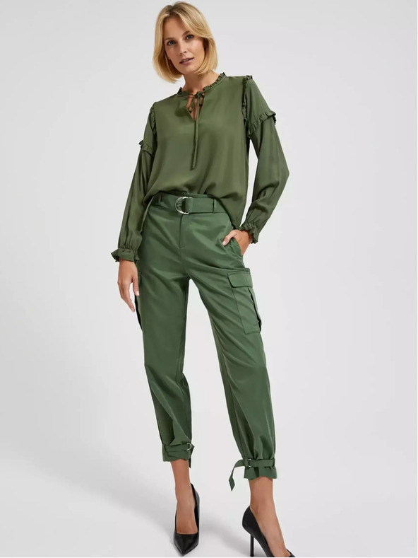 Moodo Блуза в цвят каки с къдрички на ръкавите Moodo