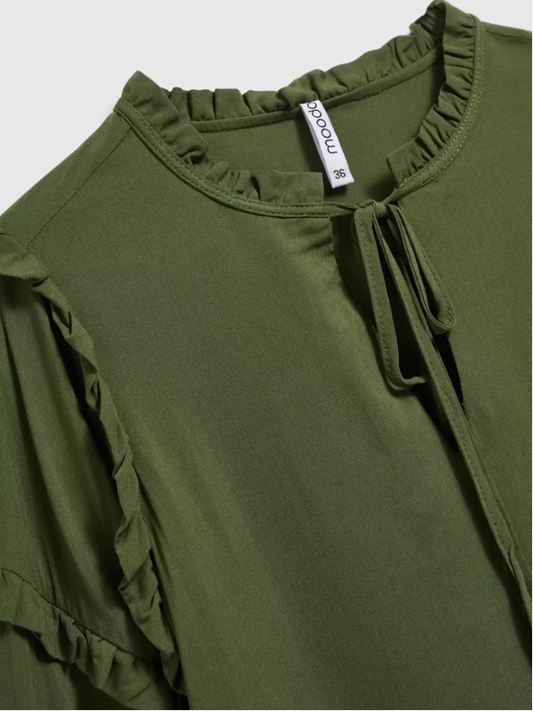 Moodo Блуза в цвят каки с къдрички на ръкавите Moodo