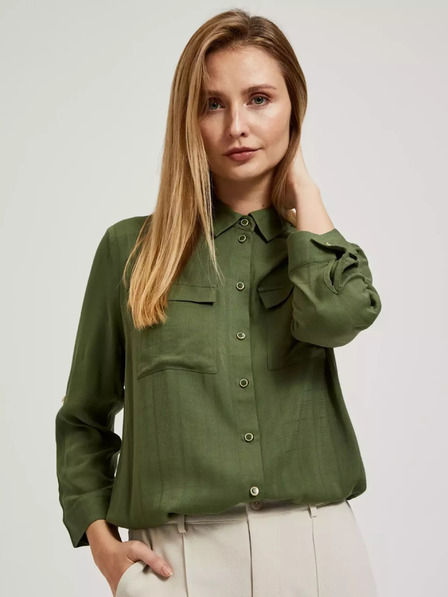 Moodo Блуза в цвят каки с джобове и дълги ръкави Moodo