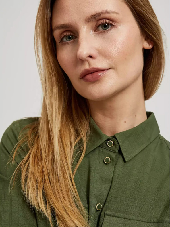 Moodo Блуза в цвят каки с джобове и дълги ръкави Moodo