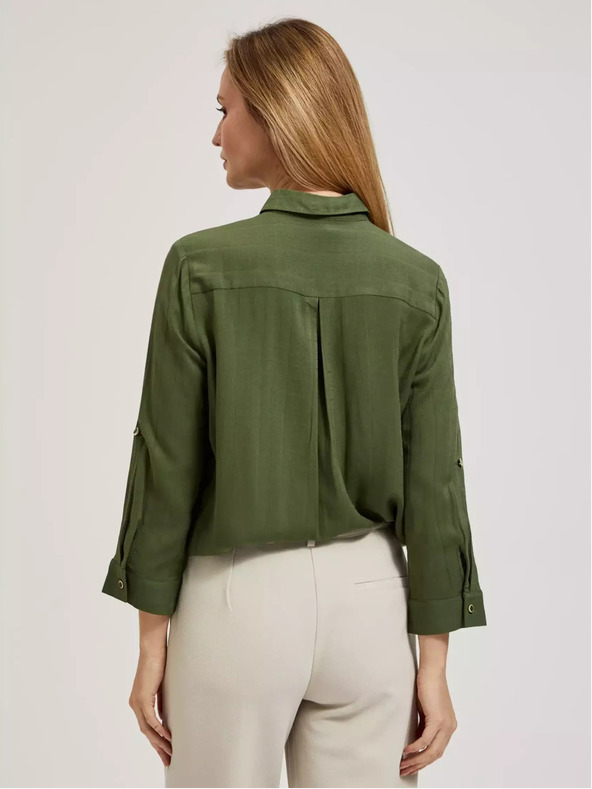 Moodo Блуза в цвят каки с джобове и дълги ръкави Moodo